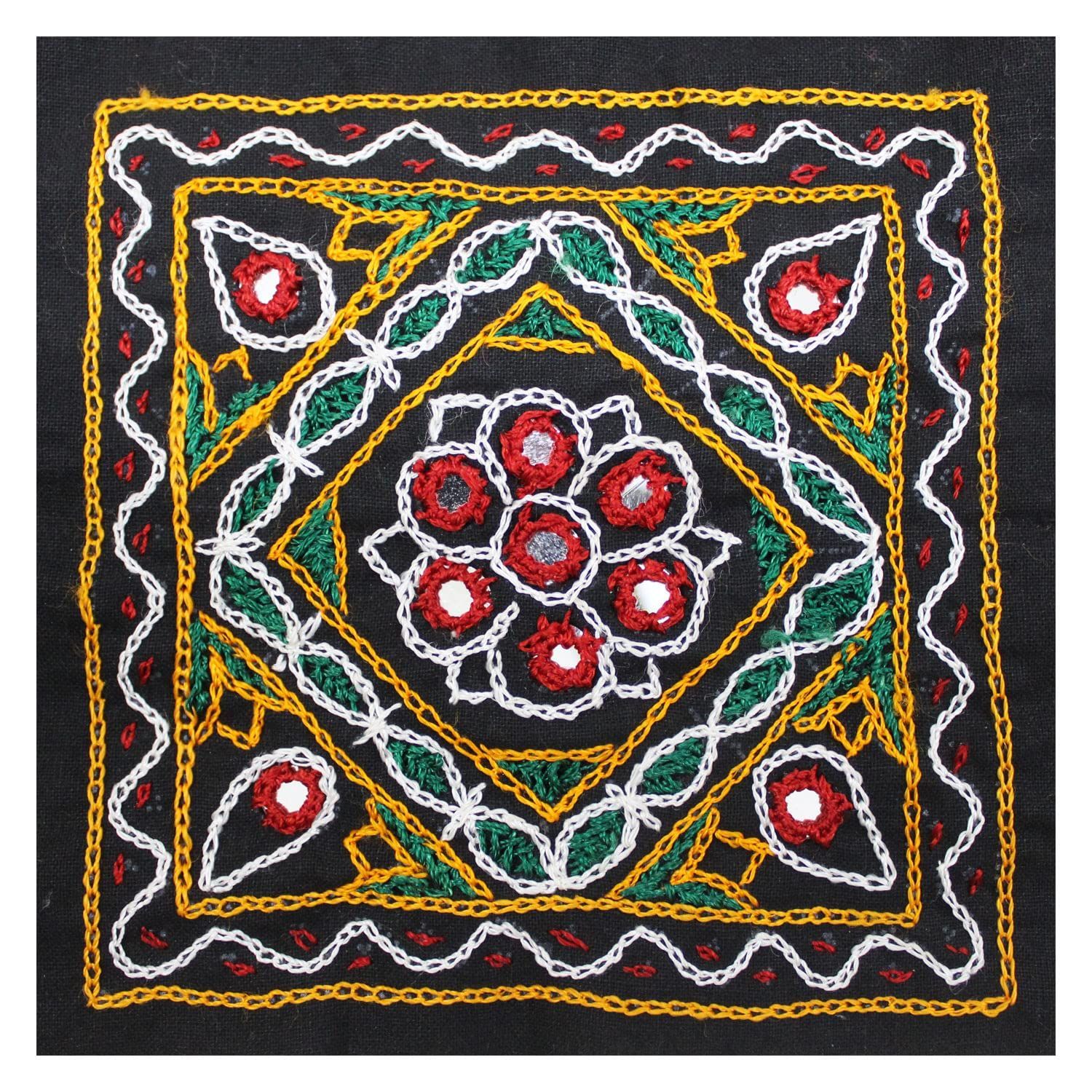 Garvi Gurjari (A Gujarat Govt Enterprise) Cotton Multicolor Hand Embroidered Patch with Mirror Work(GGCMEP46)