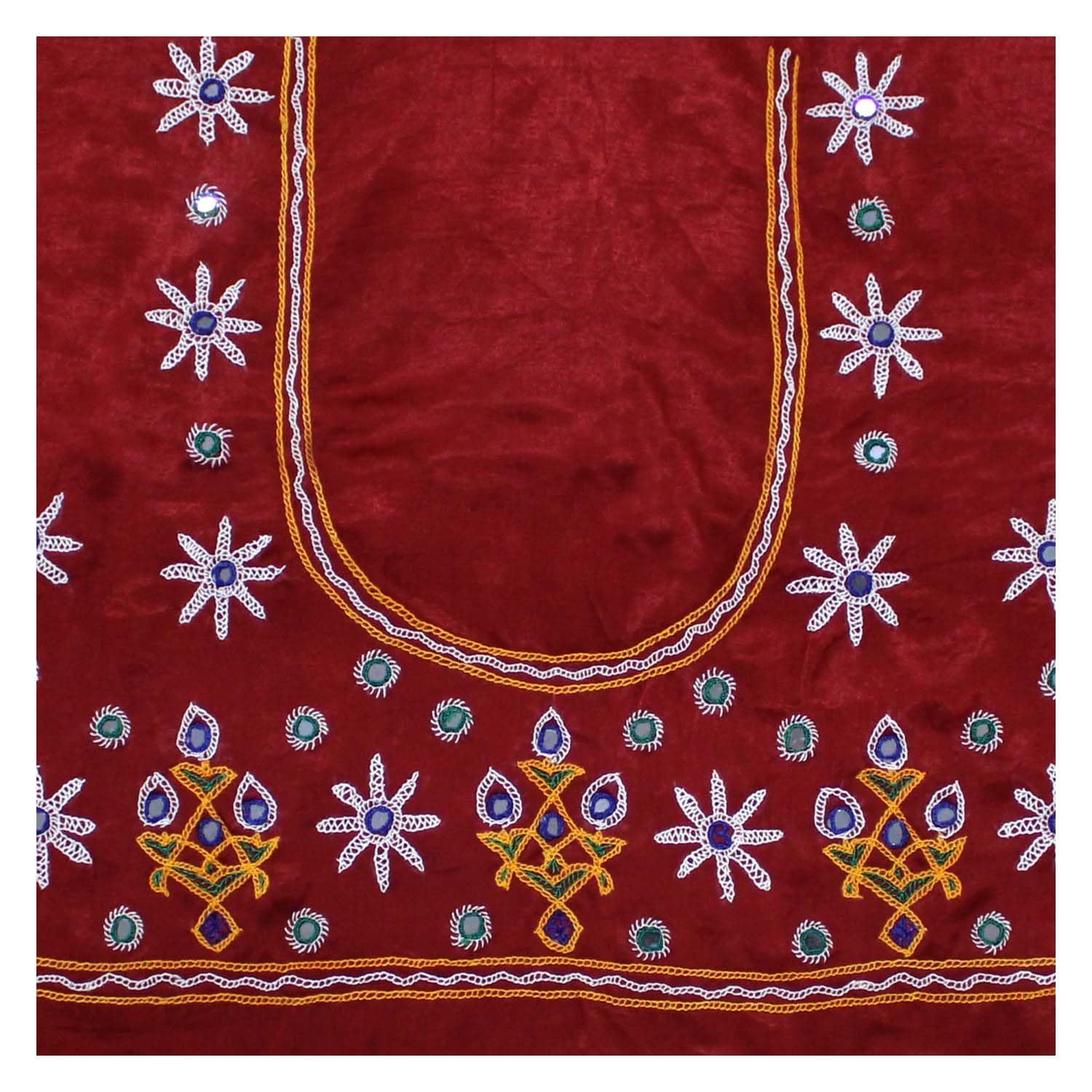 Garvi Gurjari(A Gujarat Govt Enterprise Brown Hand Embroidered Unstitched Blouse Material(GGCMEBM17)๏ฟฝ