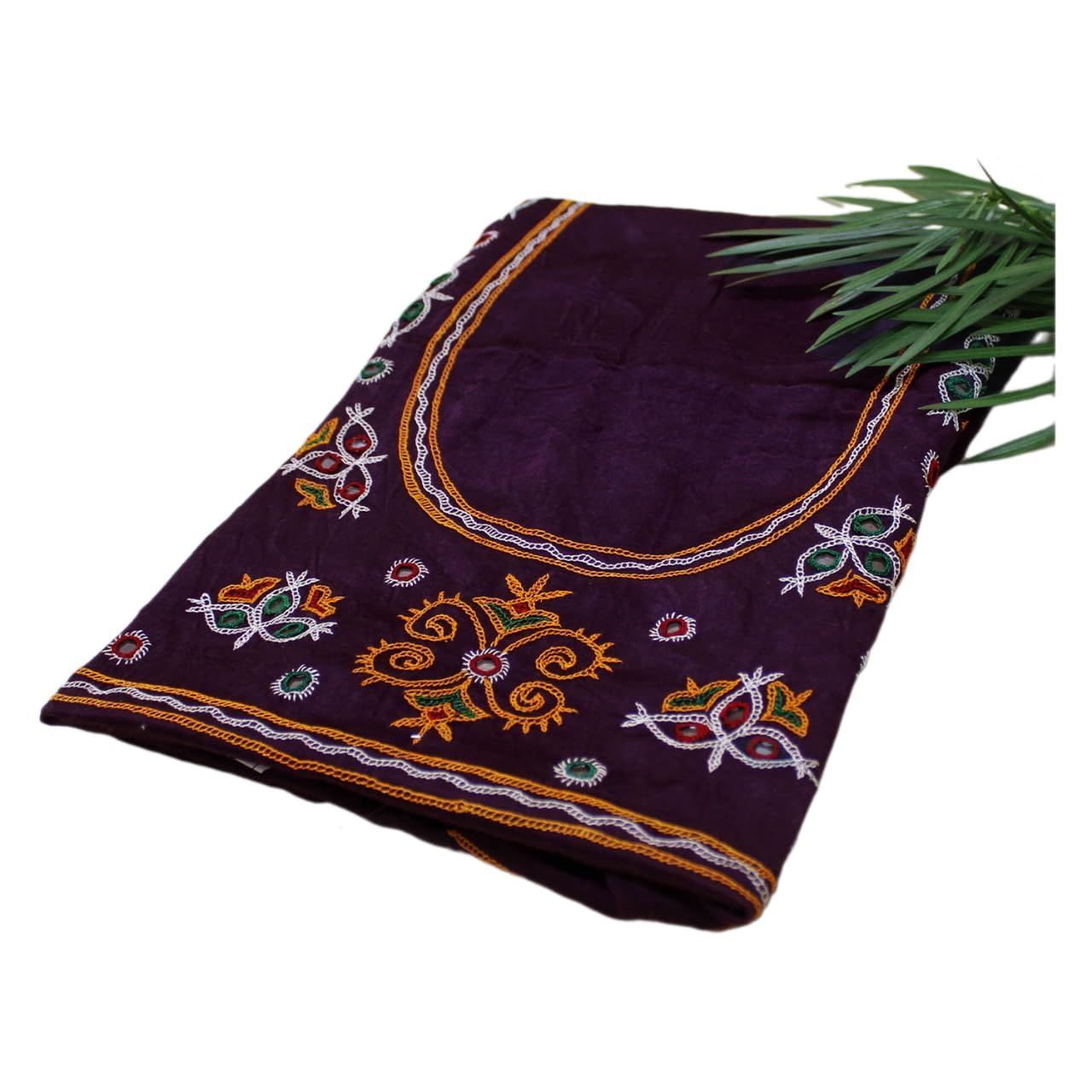 Garvi Gurjari(A Gujarat Govt Enterprise Purple Hand Embroidered Unstitched Blouse Material(GGCMEBM11)๏ฟฝ
