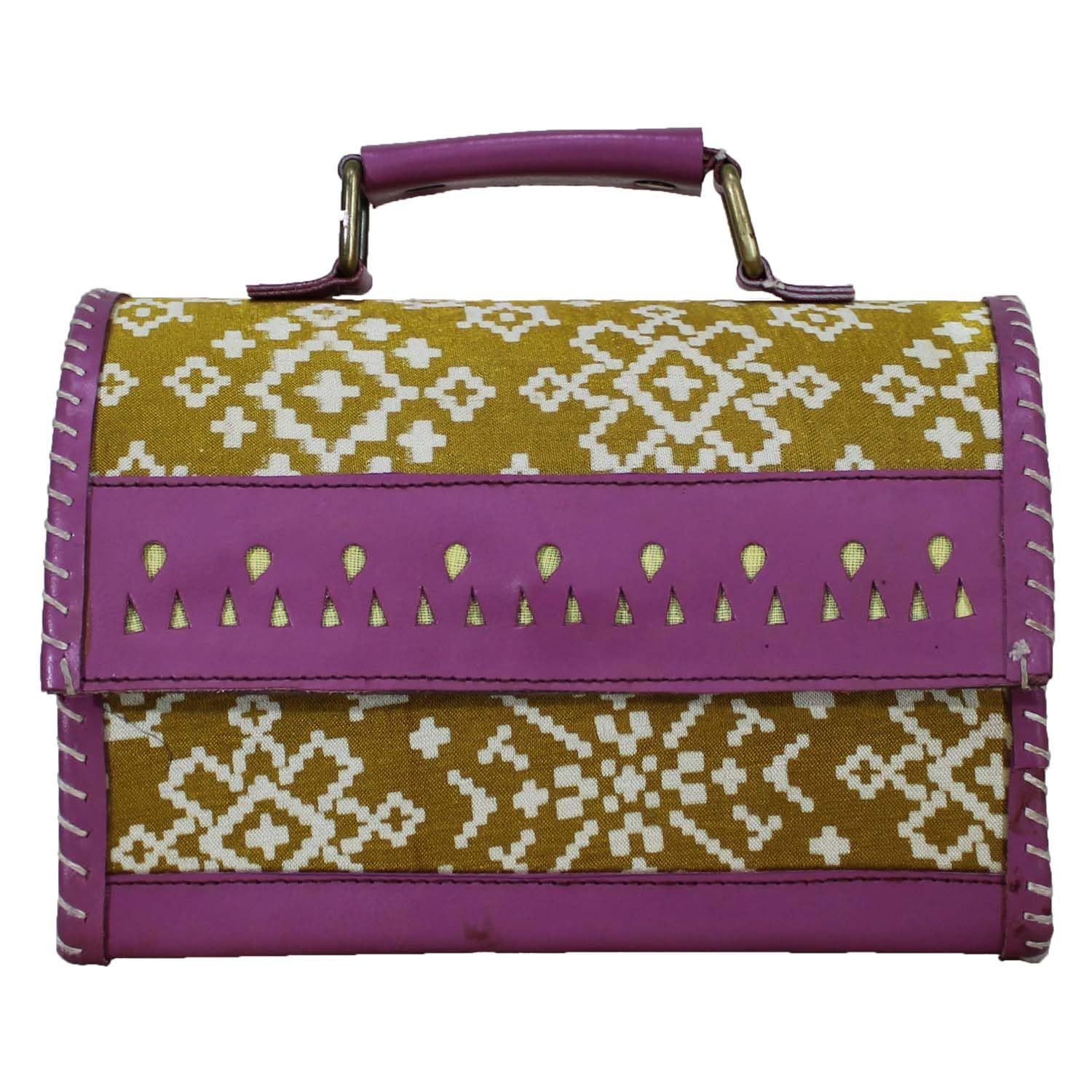 Garvi Gurjari (A Gujarat Govt Enterprise Handcrafted Kutchi Leather Sling Box Bag (GGCMLBB17)