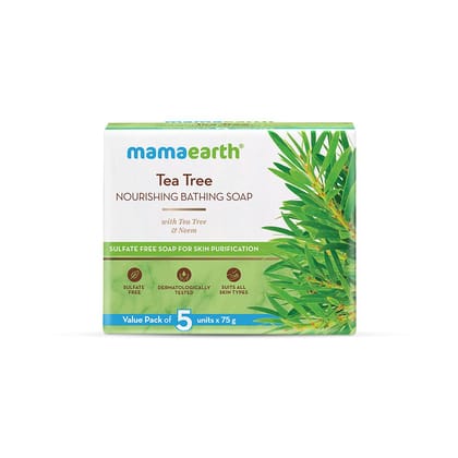 Mamaearth Tea Tree Nourishing Bathing Soap With Tea Tree and Neem for Skin Purification 5*75G