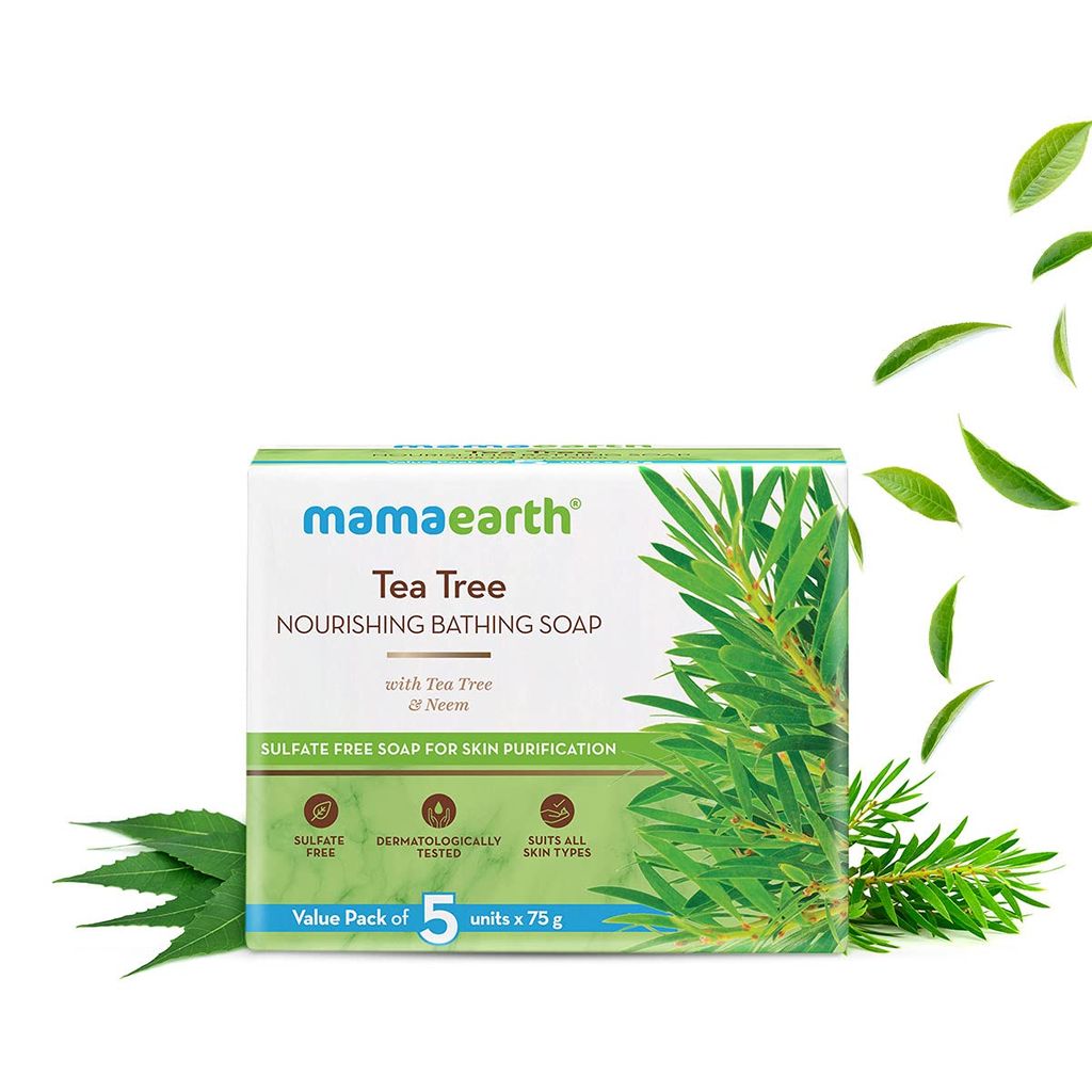 Mamaearth Tea Tree Nourishing Bathing Soap With Tea Tree and Neem for Skin Purification 5*75G