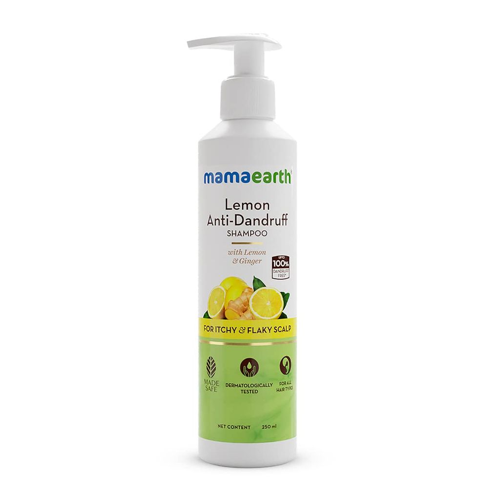 Mamaearth Lemon Anti-Dandruff Shampoo with Lemon & Ginger for up to 100% Dandruff & Itch-free Scalp- 250 ml Reduces Up to 100% Dandruff | Soothes Itchiness