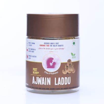 Maa Mitahara -- Postnatal Ajwain Laddu   – Ajwain Laddu with Jaggery for Post Delivery | Vegan and Gluten Free Ladoo | After Delivery Food For Mother | Post Natal Diet Laddoos | Gond and Dry Fruit Mix Pure Cow Ghee Fresh Ajwain Ladoo