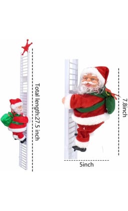 Electric Christmas Santa Climbing Ladder Santa Claus Musical Xmas Santa Angel Figurine Pack of 1