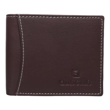 QufiCraft Genuine Leather Two Fold Wallet | Credit/Debit Card/Slim Minimalist | Office ID for Mens and Boys RFID Protection (10 Card Slots) (Brown)