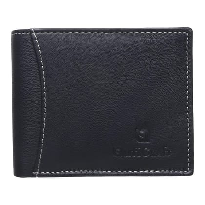 QufiCraft Genuine Leather Two Fold Wallet | Credit/Debit Card/Slim Minimalist | Office ID for Mens and Boys RFID Protection (10 Card Slots) (Navy Blue)