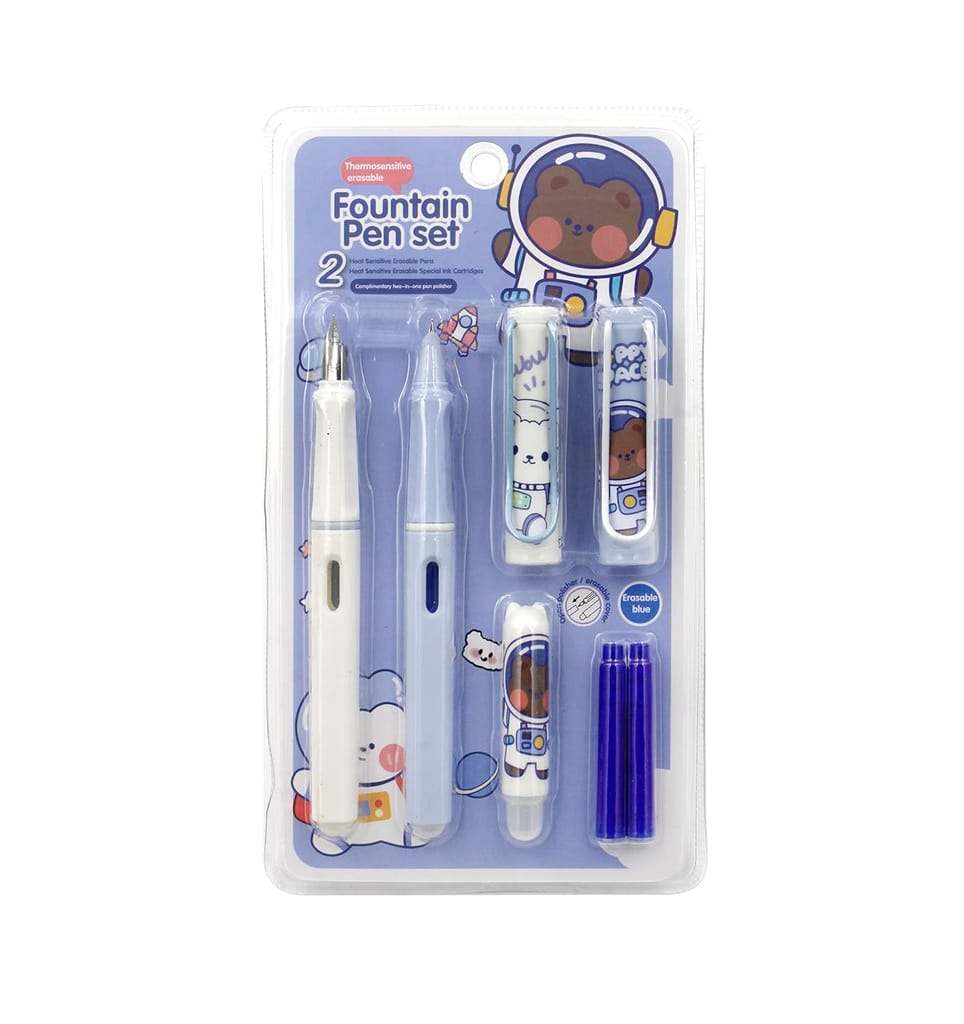 Weshopaholic Erasable Fountain Pen Replacable Ink Set Blue Ink EF 0.38mm Cute School Pens Office Supplies Stationery for Writing (Blue) - Stationery | Buy online on ZillyBuy