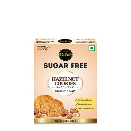 De Best Sugar Free Hazelnut Cookies | Sugar Free | No added Color | Crunchy & Tasty | Eggless Cookies | 200g | Pack of 2
