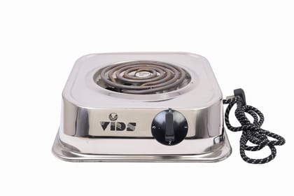 Vids 1250 Watt Coil Electric Stove (Copper Wire With 15 Amp Power Plug) / G Coil Hot Plate / Electric Cooking Heater / Induction Cooktop (Stainless Steel Body) (1 Burner) Stainless Steel
