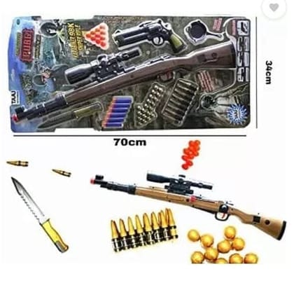 PUBG Gun with 20 Bullets, Toy Pistol | Toy Gun Set for Kids. Guns & Darts  (Multicolor)