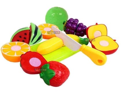 Kremlin Realistic Sliceable 7 Pcs Fruits Cutting Play Toy Set, Can Be Cut in 2 Parts, Assorted