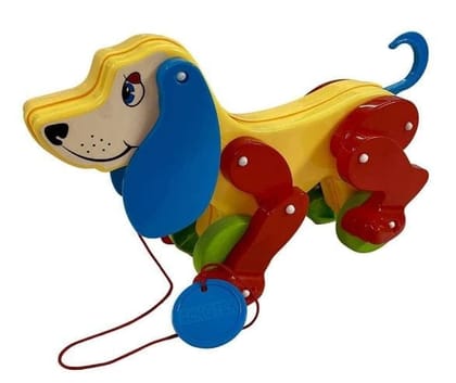 Toy Daisy Dog Along with Pull Rope. Generate ting ting Sound When Dog is Pulled. Toy for a Walk Pull Along Large Animal Pet Toy for Kids (Yellow, Pack of: 1)