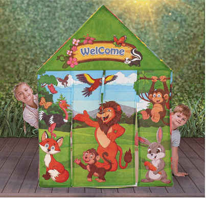 kids play jumbo size extremely light weight , water proof kids play tent house for upto 10 year old girls and boys (made in india) (jungle)