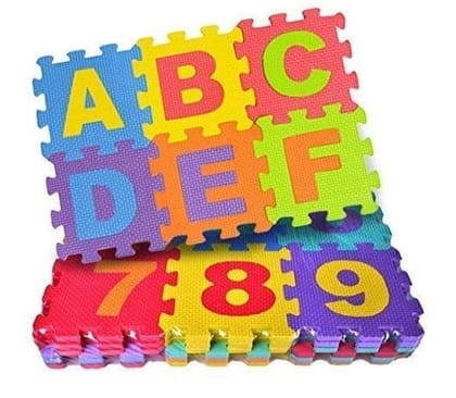 36 Pieces Mini Puzzle Foam Mat for Kids, Interlocking Learning Alphabet and Number Mat for Kids