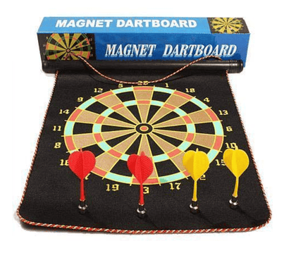 Magnet dart board game,double sided with colourful non pointed portable and foldable darts for kids