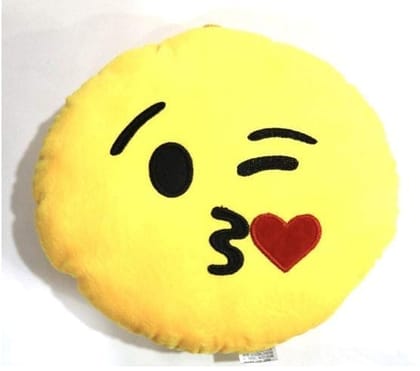 Velvet Fabric Soft Toys Emoji & Smiley Cushion, 14x14-inches (Multicolour)