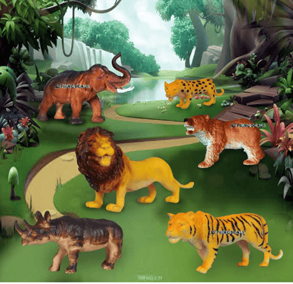 Set of 6 Big Size Full Action Toy Figure Jungle Cartoon Wild Animal Toys Figure Playing Set for Kids Current Animals