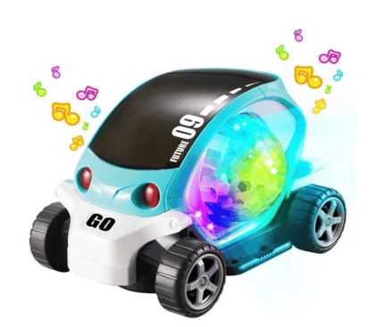Musical Car 360-Degree Rotating Stunt Car Bump and Go Toy with Flashing Light & Music with Colorful Lighting for Kids