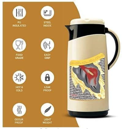 Milton Viva Tuff Insulated Inner Stainless Steel Jug, 1 Piece, Dark Brown | BPA Free | Hot and Cold | Easy to Carry | Leak Proof | Tea Jug | Coffee Jug | Water Jug | Hot Beverages
