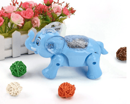 Clever Elephant Electric Toy for Kids Musical Flash Lightning Walking Animal Toy-Color as per Stock