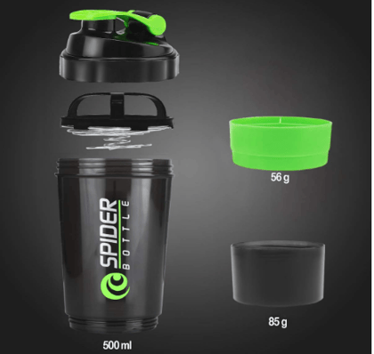 KREMLIN Plastic Spider Protein Shaker Bottle For Gym/Cycling Water Bottle/Protein Shaker - 500 milliliter (Color May Change As Per Availablity)
