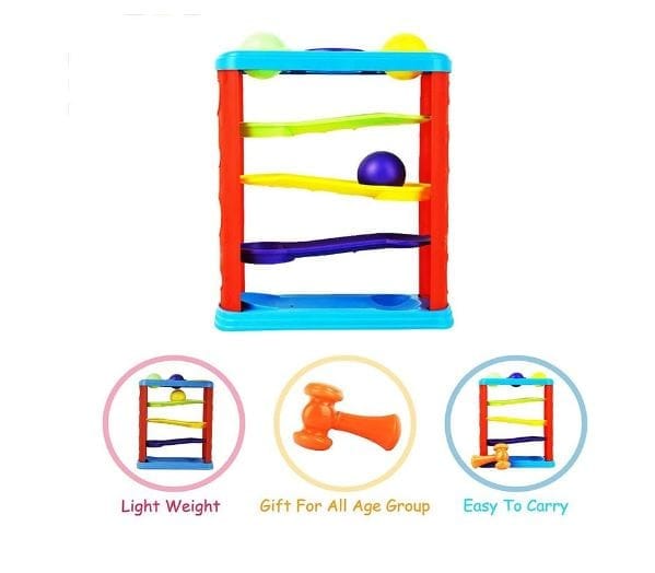 Hammer Knock Ball for Babies and Toddlers - Pound and See The Balls roll Down The ramps for Infants Multicolour-Small - Toys and Games | Buy online on ZillyBuy