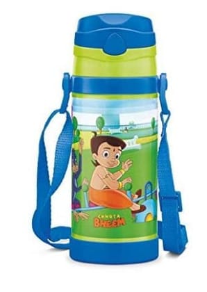 Milton Campy 650 Chota Bheem Stainless Steel Insulated Water Bottle, 410 ml, Sky Blue