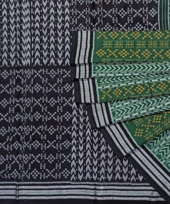 Green Black Nuapatna Handwoven Cotton Saree
