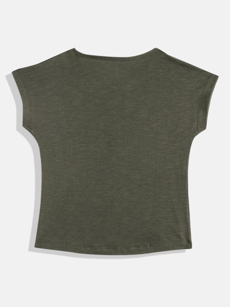 GIRLS DARK OLIVE CROP TOP
