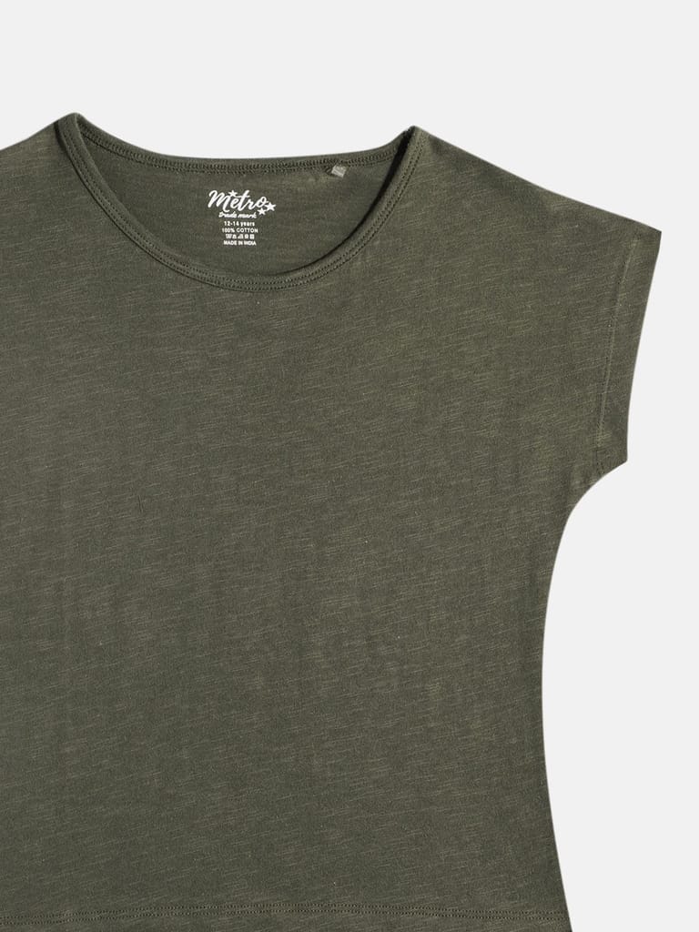 GIRLS DARK OLIVE CROP TOP