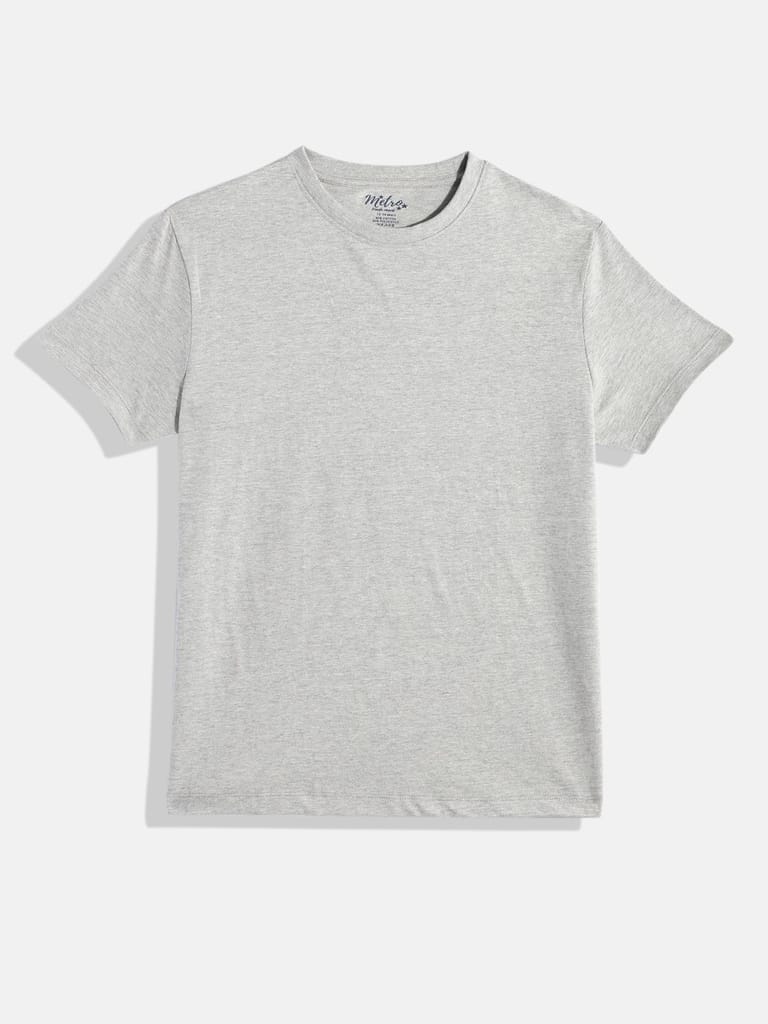 BOYS GREY MELANGE CREW NECK T-SHIRT