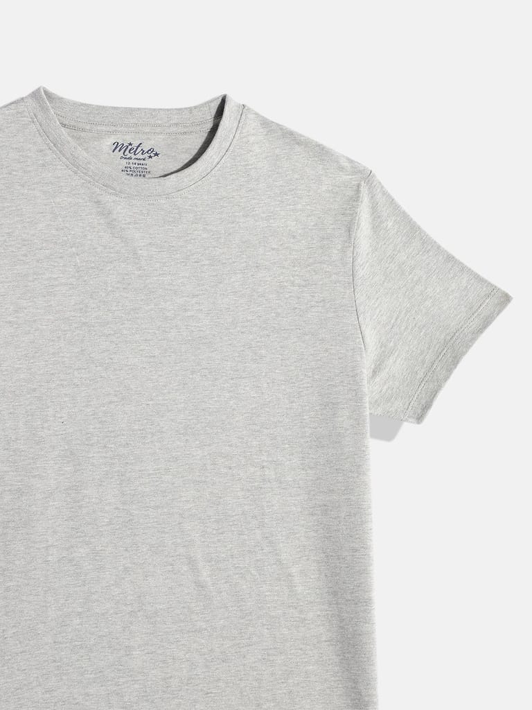 BOYS GREY MELANGE CREW NECK T-SHIRT