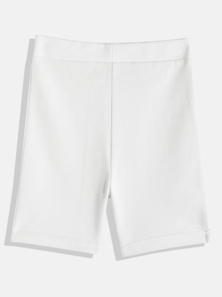 GIRLS WHITE MELANGE SHORTS