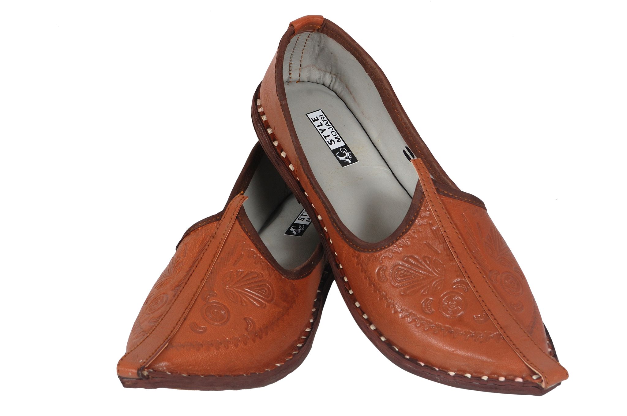 C Stvle Moiari Men's Traditional Rajasthani Men's Genuine Leather Jutti, Mojari, Brown