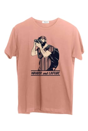 BASONTI Men Round Neck Half Sleeves Printed Pure Cotton Casual TShirt