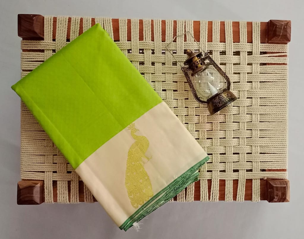 NVBS003-Light green and sandel colour saree - Sarees | Buy online on ZillyBuy