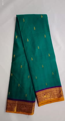 NVBS007-Green and violet colour border bridal saree
