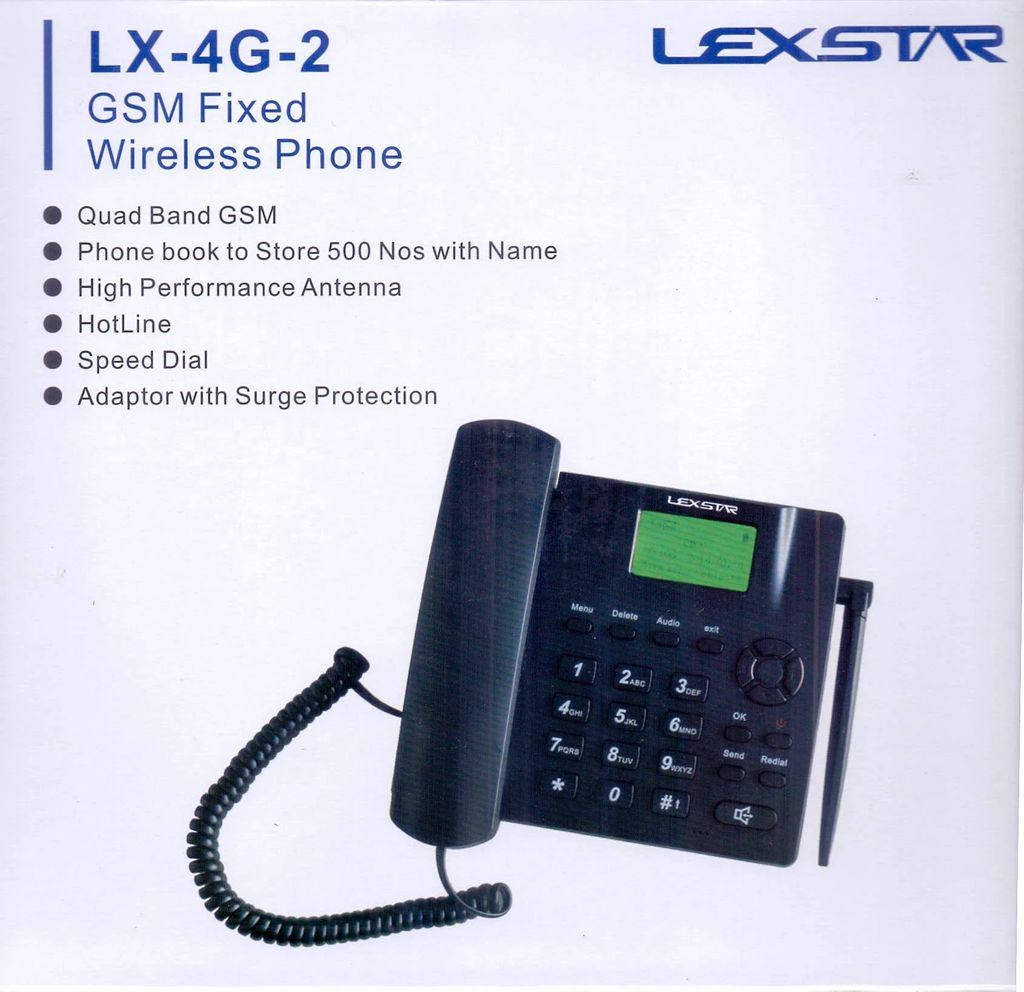 Lexstar FWP LX-4G-2 Corded GSM Dual SIM Fixed Wireless Phone with Recording