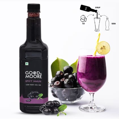 GOOD&MOORE Spicy Jamun Syrup | 750ml | For Cocktail, Mocktail, Sodas, Ice-teas and more | Concentrated Syrup