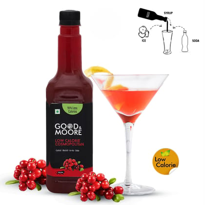 GOOD&MOORE Low Calorie Cosmopolitan Syrup | 750ml | For Cocktail, Mocktail, Sodas, Ice-teas and more | Upto 98% Less Calories | Concentrated Syrup