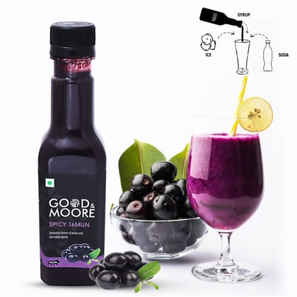 GOOD&MOORE Spicy Jamun Syrup | 250ml | For Cocktail, Mocktail, Sodas, Ice-teas and more | Concentrated Syrup