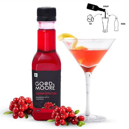 GOOD&MOORE Cosmopolitan Syrup | 250ml | For Cocktail, Mocktail, Sodas, Ice-teas and more | Concentrated Syrup