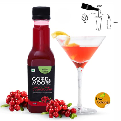 GOOD&MOORE Low Calorie Cosmopolitan Syrup | 250ml | For Cocktail, Mocktail, Sodas, Ice-teas and more | Upto 98% Less Calories | Concentrated Syrup