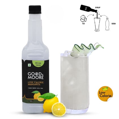 GOOD&MOORE Low Calorie Margarita Syrup | 750ml | For Cocktail, Mocktail, Sodas, Ice-teas and more | Upto 98% Less Calories | Concentrated Syrup
