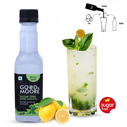 GOOD&MOORE Sugar free Mint Mojito Syrup | 250ml | For Cocktail, Mocktail, Sodas, Ice-teas and more | Diabetic Friendly | Concentrated Syrup