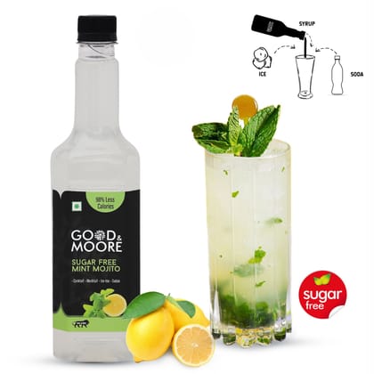 GOOD&MOORE Sugar free Mint Mojito Syrup | 750ml | For Cocktail, Mocktail, Sodas, Ice-teas and more | Diabetic Friendly | Concentrated Syrup