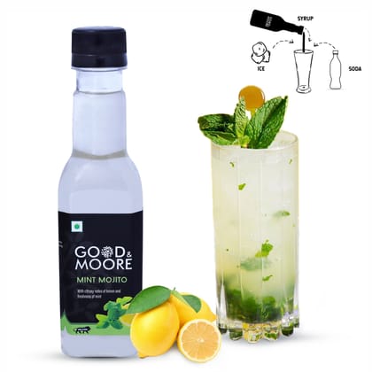 GOOD&MOORE Mint Mojito Syrup | 250ml | For Cocktail, Mocktail, Sodas, Ice-teas and more | Concentrated Syrup