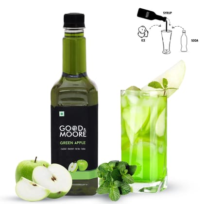 GOOD&MOORE Green Apple Syrup | 750ml | For Cocktail, Mocktail, Sodas, Ice-teas and more | Concentrated Syrup