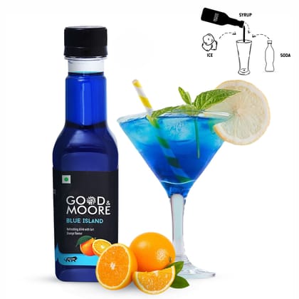 GOOD&MOORE Blue Island Syrup | 250ml | For Cocktail, Mocktail, Sodas, Ice-teas and more | Concentrated Syrup